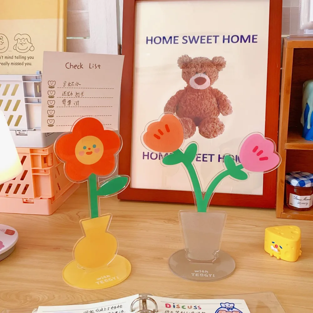 

Creative Kawaii Acrylic Memo Clip Desktop Cartoon Flower Decoration Clips Cute Sweet Soft Cute Bear Bunny Multifunctional Clip