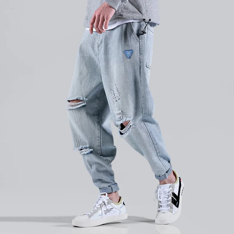 

Hip Hop Jeans Men Modis Jean Homme Streetwear Kot Pantolon Blue Denim Pants Uomo Loose Harem Pants Ripped Jeans Kpop Vaqueros