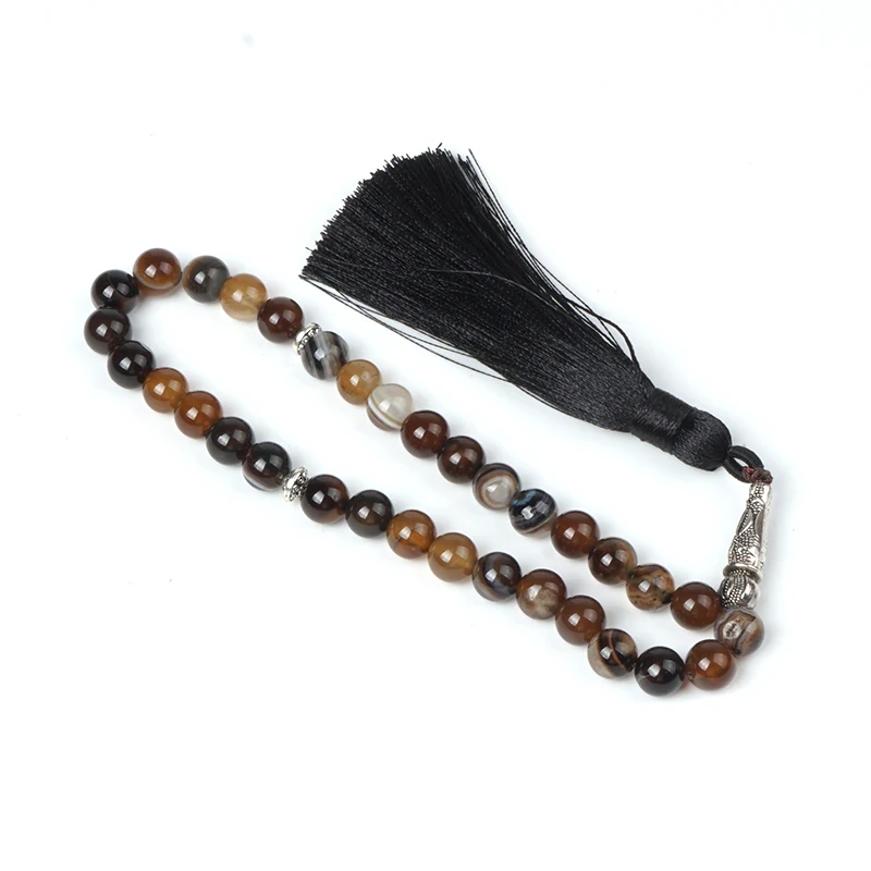 Горячая розовая синяя коричневая полоса линия агат оникс бусины кисточки 33 шт.