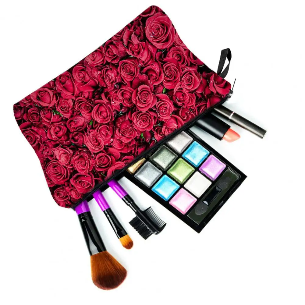 

Женская косметичка на молнии с отверстиями, вместительный Органайзер с принтом розы для туалетных принадлежностей