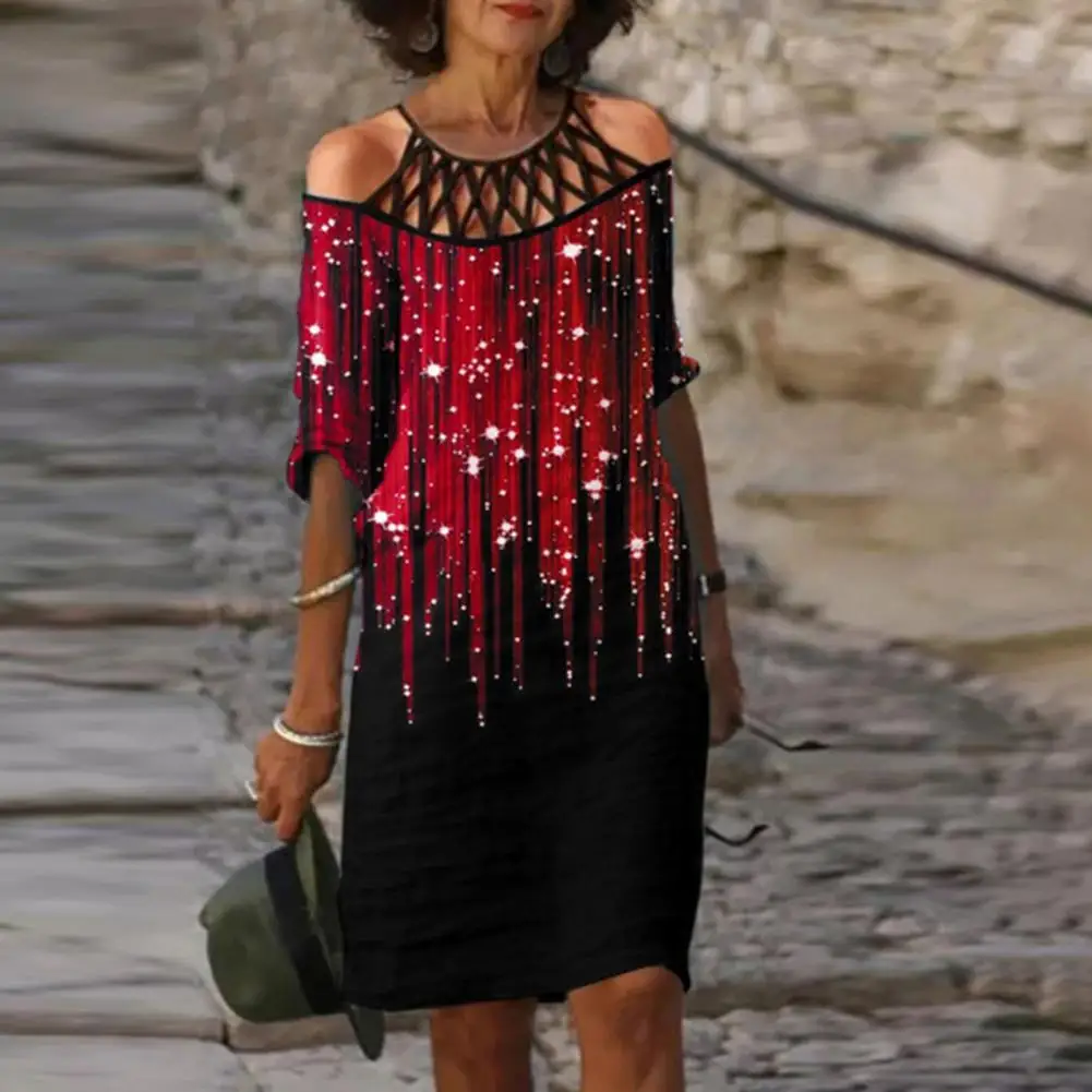 

Women Dress Hollow-out Off The Shoulder Half Sleeve Ladies Casual Streetwear Summer dress women elegant 2021 for Dating vestidos