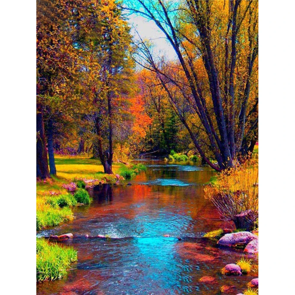 5D алмазная живопись сделай сам Осенний пейзаж полноразмерная/круглая Алмазная