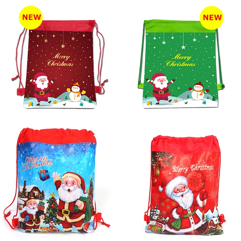 

Рождественская Подарочная сумка, вместительная сумка для хранения конфет из хлопка с Санта Клаусом, Великобритания