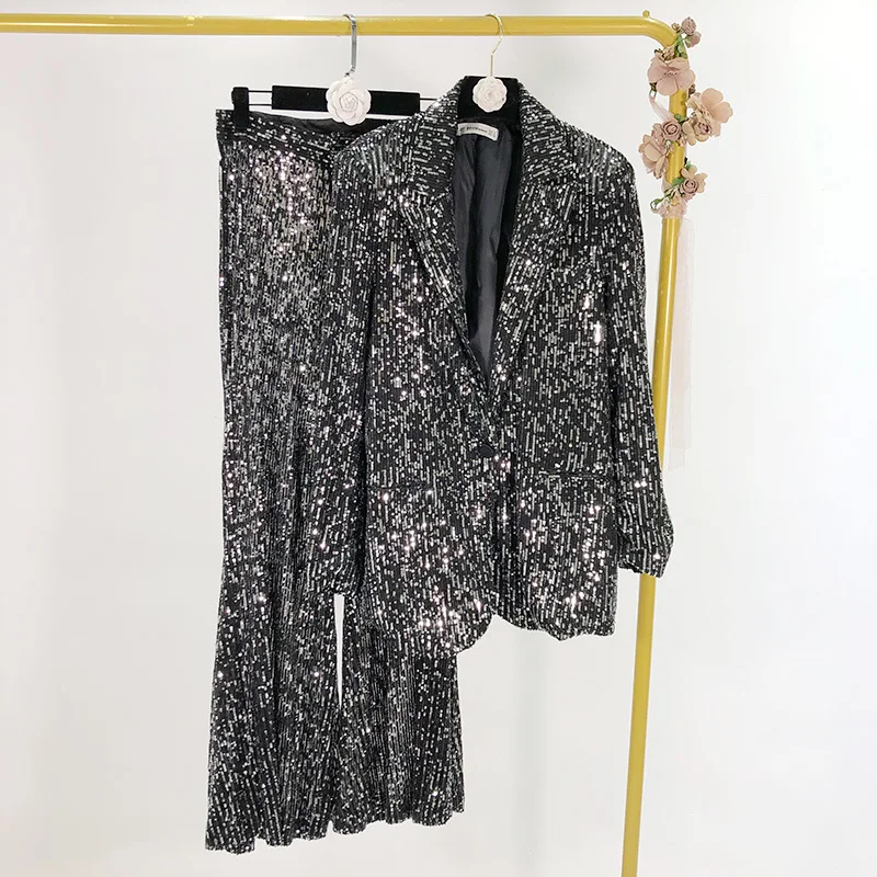 Женский костюм из двух предметов элегантный Блейзер средней длины с украшением