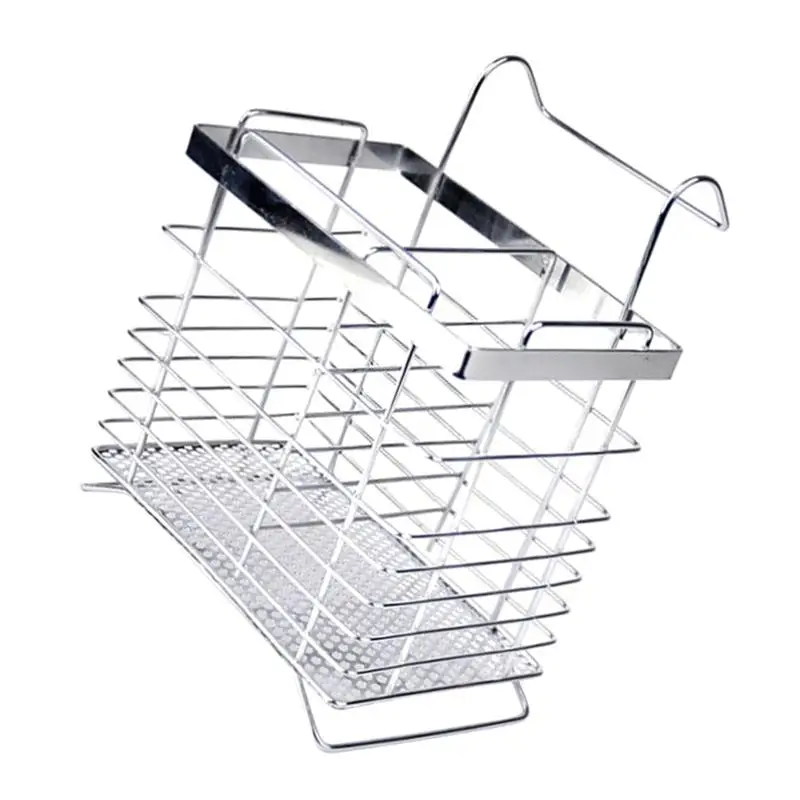 Прямоугольная полка для посуды из нержавеющей стали с 2 отделениями вилки