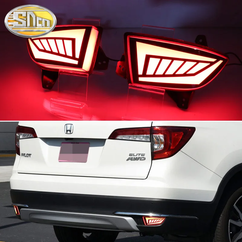 

3-in-1 Functions LED Reflector Rear Fog Lamp Bumper Brake Light Dynamic Turn Signal For Honda Pilot 2019 - 2021