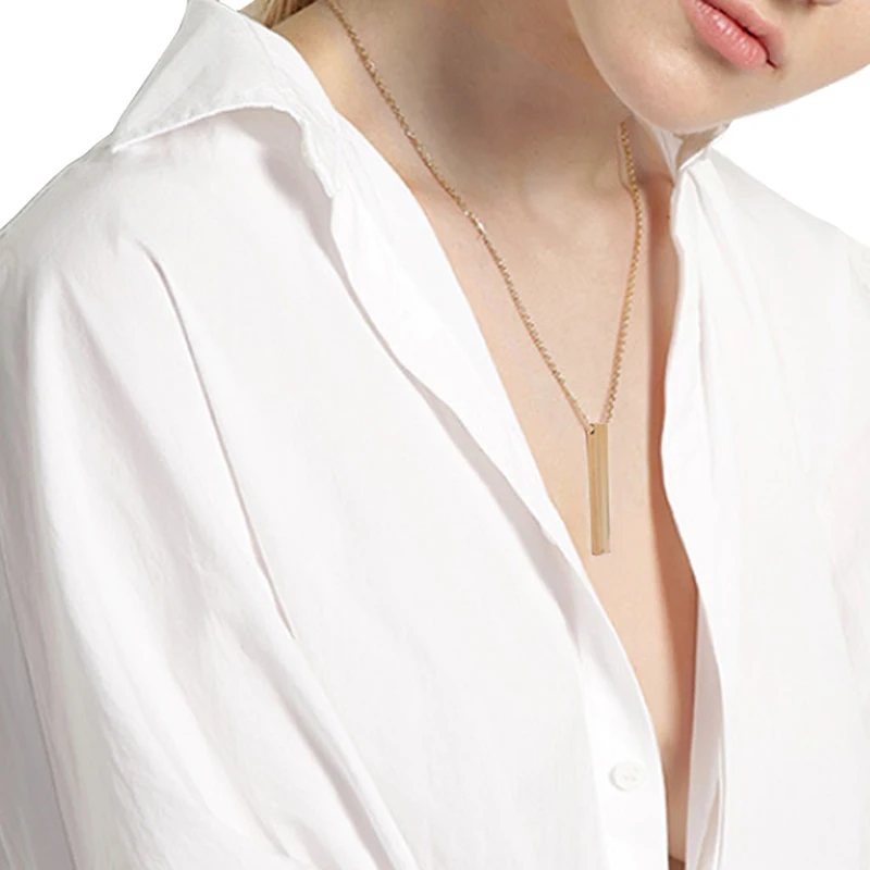 

Personalized Custom Pendant Necklace 3D Bar Chart Carved Stainless Steel Initial Engraving Printed Pendant Jewelry