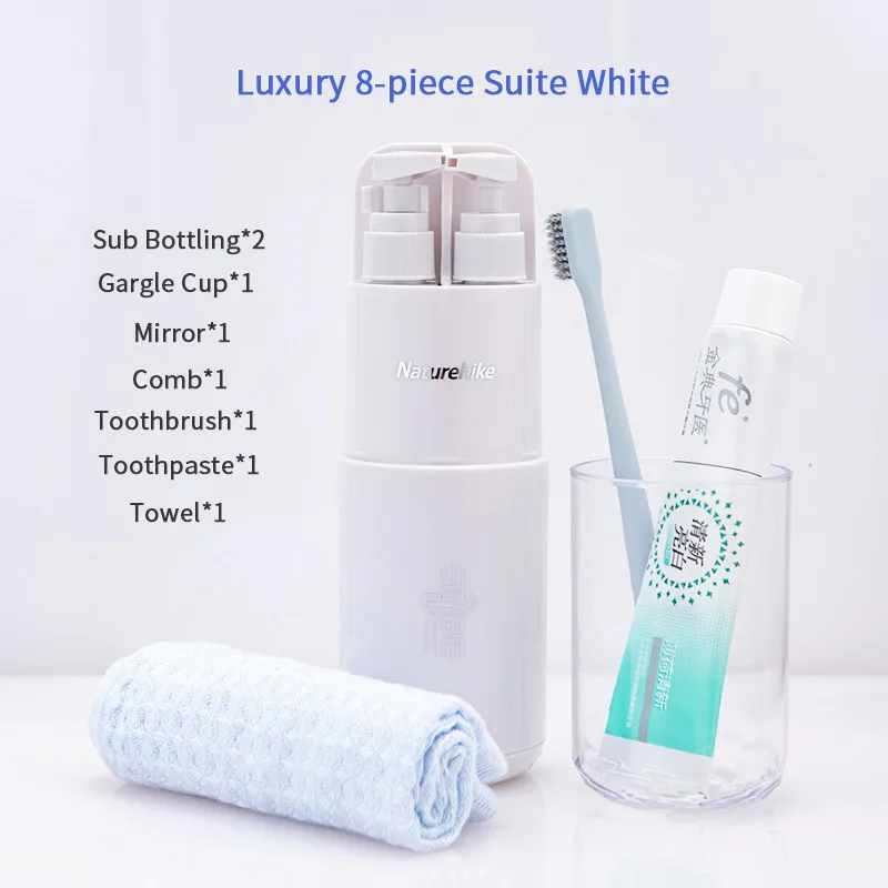 White(Luxury-8) Naturehike 45 мл суб розлива портативная чашка для полоскания многофункциональная 8 шт костюм предотвращение утечки Сухой Влажной сепарации чашка для путешествий костюм - Цвет: White(Luxury-8)