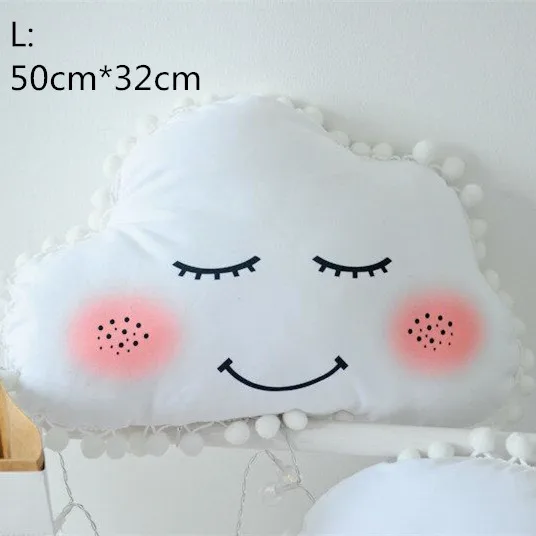white cloud L Красочные звезды, луна, облако для новорожденных, декор для детской комнаты, постельное белье, украшение кроватки, Infantil, подушка, кукла, нордическая Подушка INS - Color: white cloud L