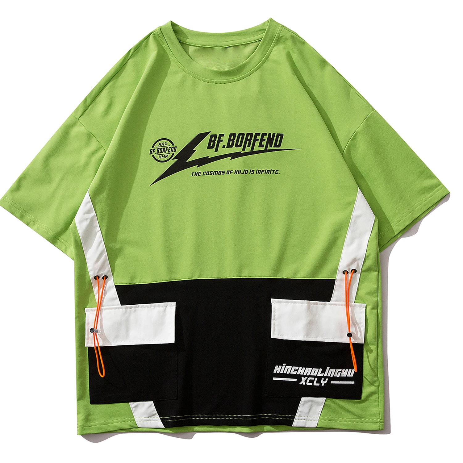 Футболка мужская в стиле хип хоп лакированная рубашка пэчворк с цветными