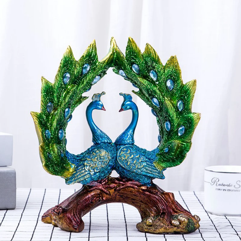 Европа смолы павлин фигурки украшения домашнего декора предметы меблировки