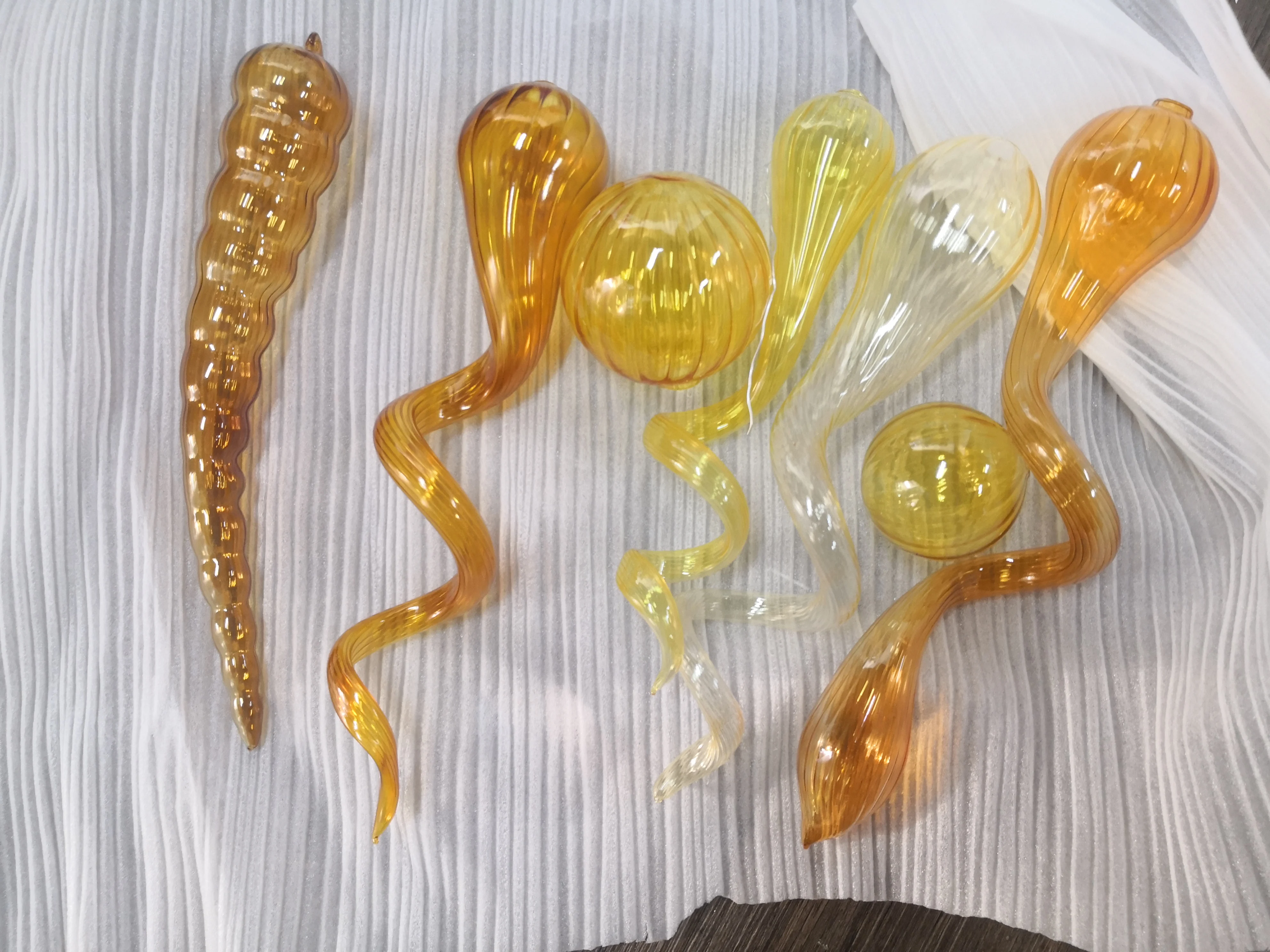 Orange Hand Blown Glass Spiral Chandelier Hotel Ballroom Stair Large Lighting | Лампы и освещение