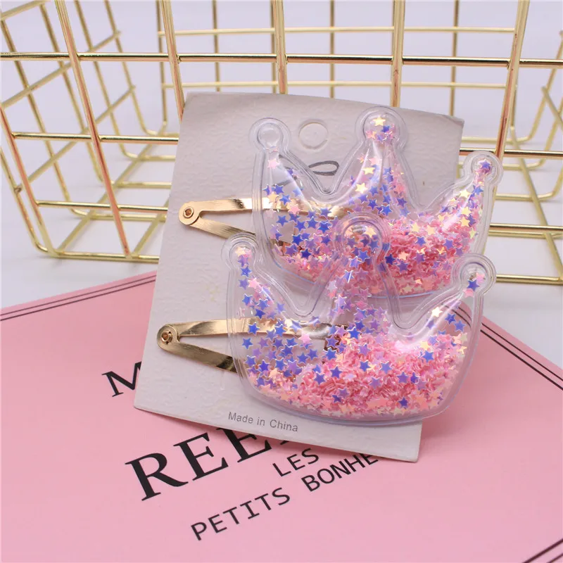 

2Pcs/Set Color PVC Children Hair Clips Color Transparent Star Hair Accessories Korean Version Of The New Juwellery For Girls