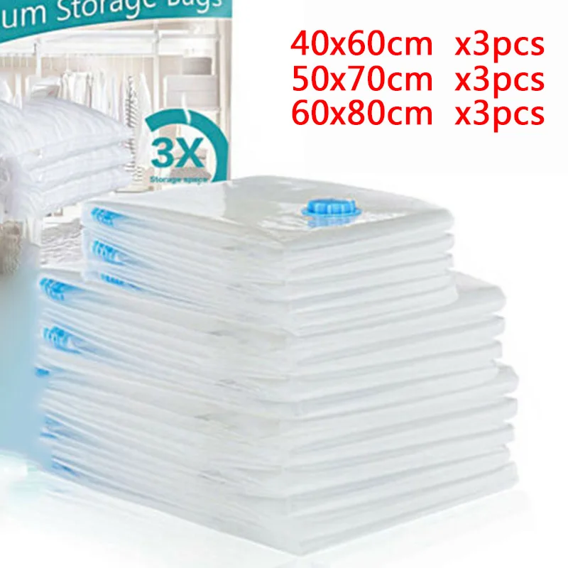

Durable 9Pcs Vacuum Compression Storage Bags Convenient Travel Garment Seal Clothes Space Saver Home Garden Supplies