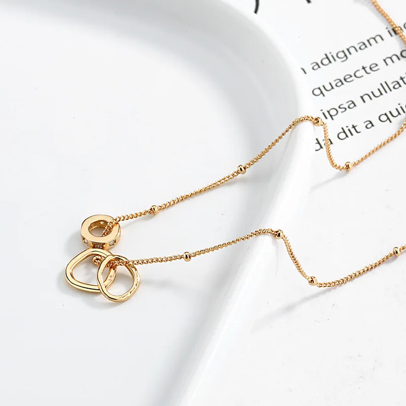 Leouerry 925 стерлингового серебра три геометрической формы ожерелье золотой