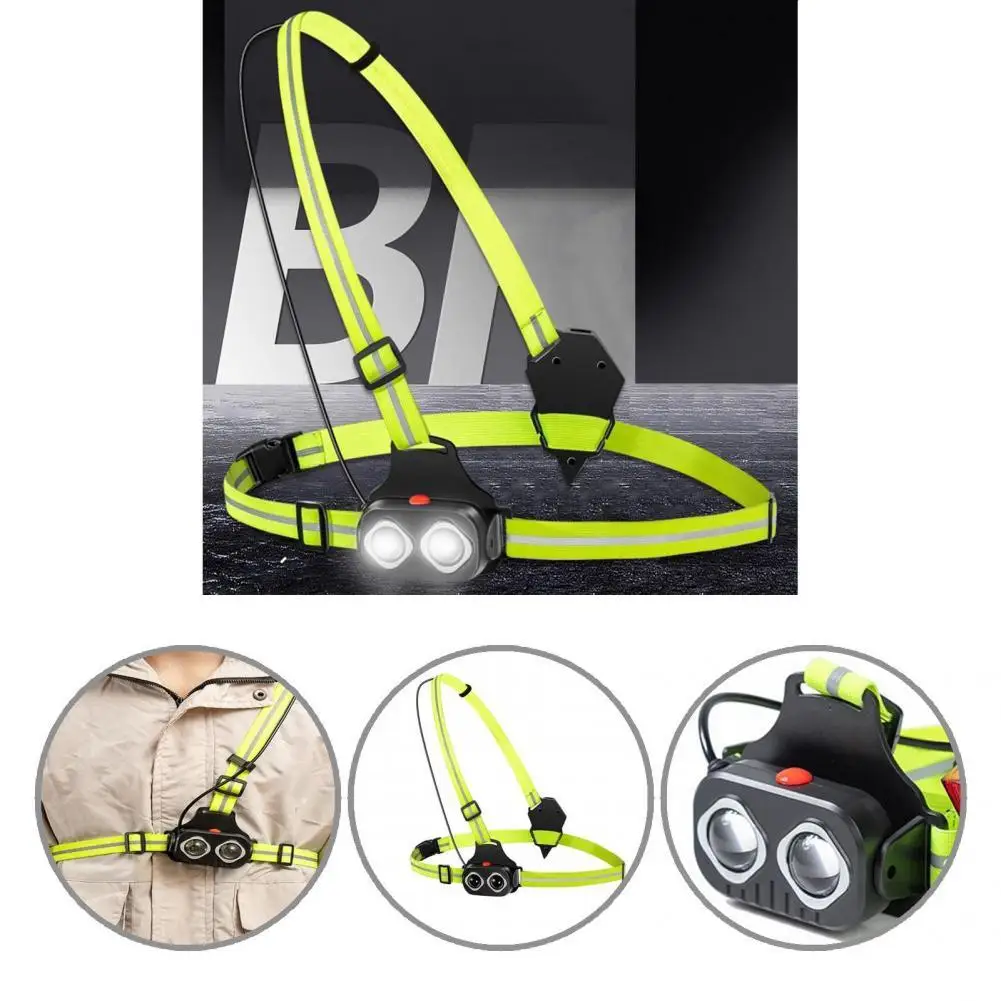 

Пластиковый практичный регулируемый нагрудный фонарь, 2 режима, водонепроницаемый нагрудный фонарь для скалолазания