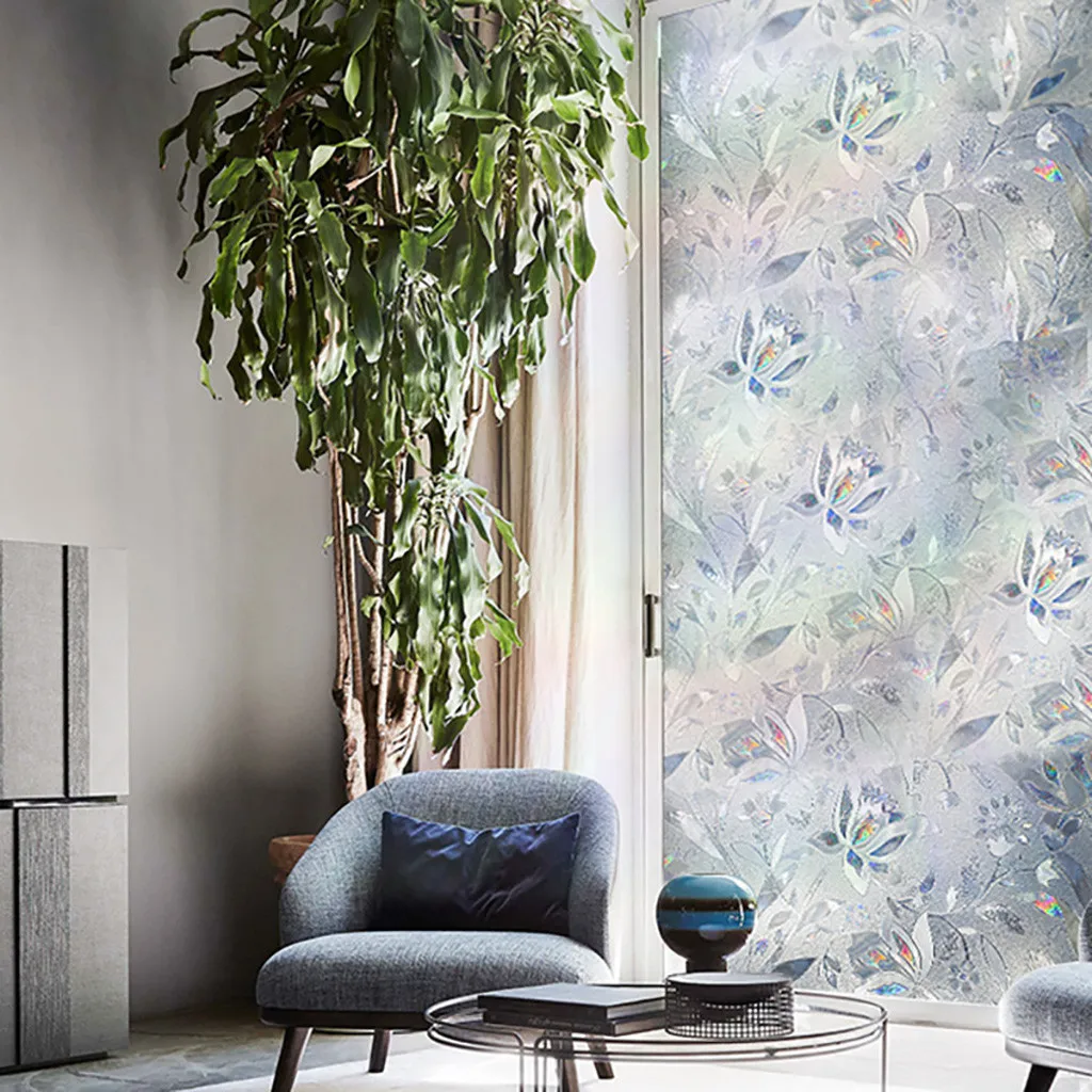 ПВХ рефракционные тюльпаны электростатические стеклянные наклейки без клея