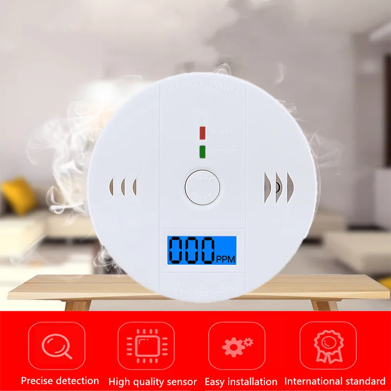 Охранных ЖК дисплей фотоэлектрический независимый детектор угарного газа