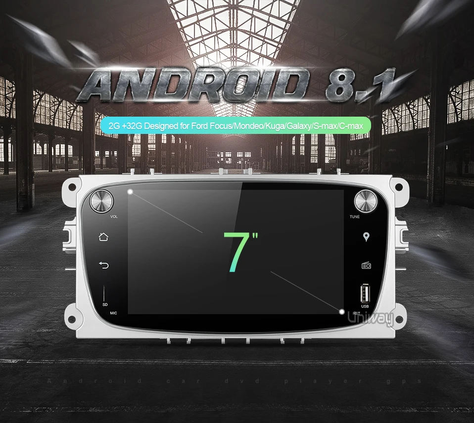 Uniway ALFKS7071 2G+ 32G android 8,1 автомобильный dvd для focus ford mondeo ford kuga ford S-MAX c-maxcar радио