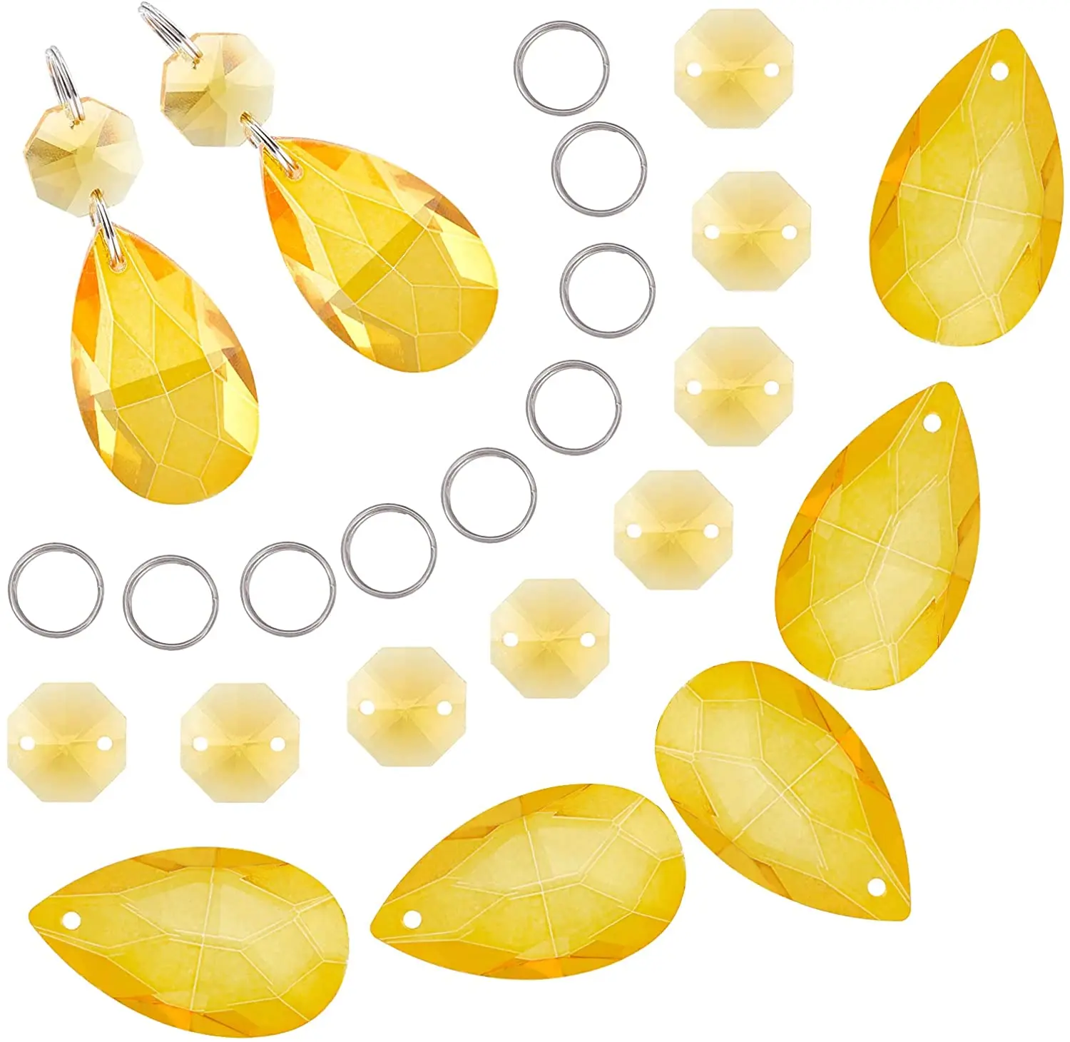 

Crystal Chandelier Accessories Beads 10Glass Pendants 20 Octagonal Beads Door Curtain Candle Holder Wedding Christmas Decoration