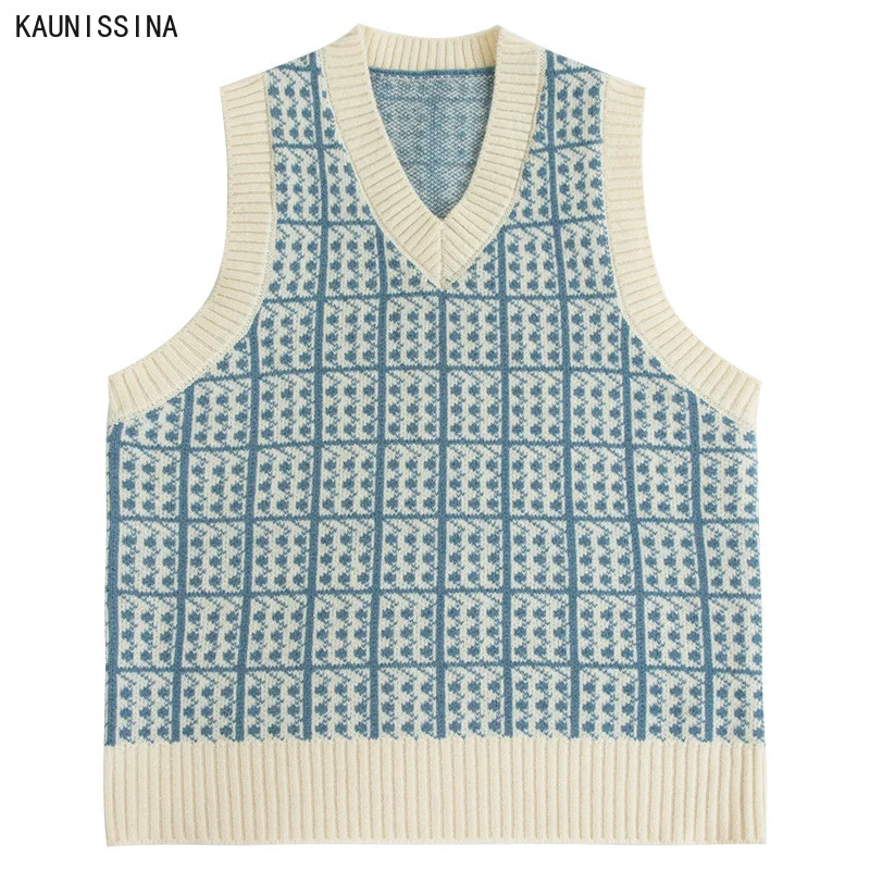 

New Autumn Knitted Sweater Vest for Women Loose College Style Student Pullover Vest Japanese Style Sleeveless Knit Waistcoat