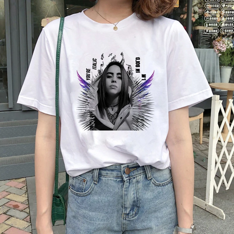 4015 Billie Eilish Harajuku графическая модная футболка для женщин 90s хип-хоп Ullzang футболка Bad Guy забавная футболка buy Friend Топ Футболка женская - Цвет: 4015