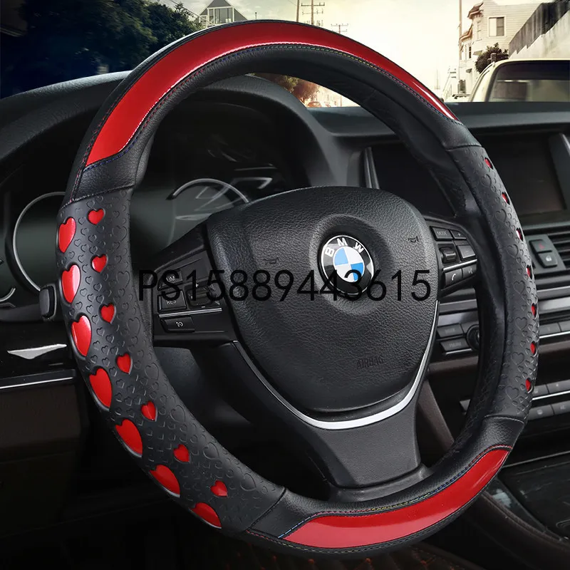 

High Quality Universal Leather Steering Wheel Cover Suitable for 38cm15 Inch Is Round All Models Interior Accessories