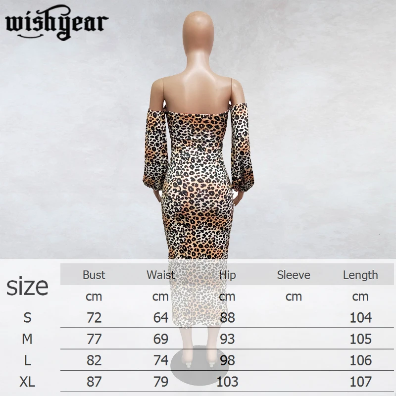 

Slash Neck Long Sleeve Backless Pencil Woman Sexy Night Club Maxi Dress Vestido De Festa Leopard Print Cut Out Bodycon Dress