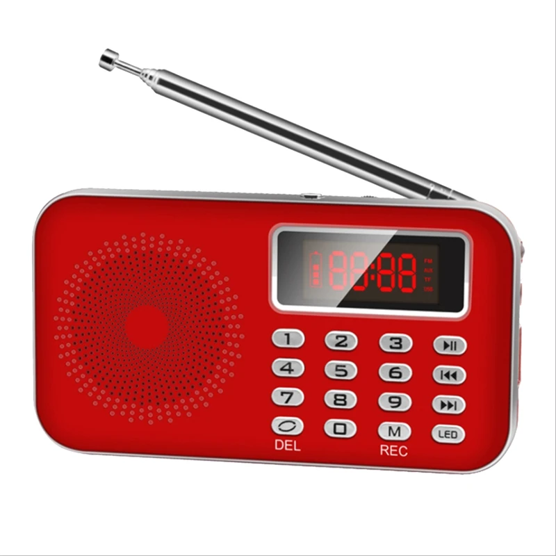 

Portable Mini Radio FM Stereo Receiver Speaker Recorder MP3 Player Support TF SD Card USB AUX LED Display