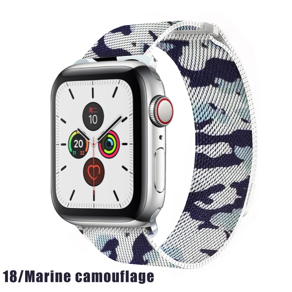 Navy camouflage Миланская петля для apple watch серии 1 2 3 4 5 ремешок для iwatch ремешок из нержавеющей стали магнитная пряжка 38 мм 40 мм 42 мм 44 мм браслет - Цвет ремешка: Navy camouflage
