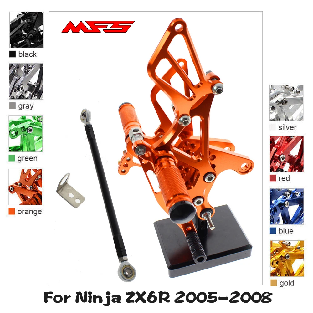 Для Kawasaki Ninja ZX6R ZX636 2005 2008 подножки для мотоцикла CNC Регулируемые заднего хода ZX 6R 636