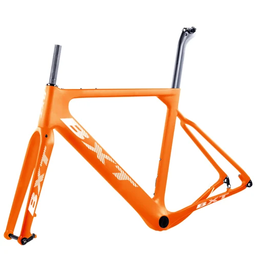 BXT orange BXT Заводской магазин T800 карбоновая дорога MTB гравий рама велосипеда через мост дисковый тормоз DI2 циклокросс гравий набор углеродных велосипедов - Цвет: BXT orange