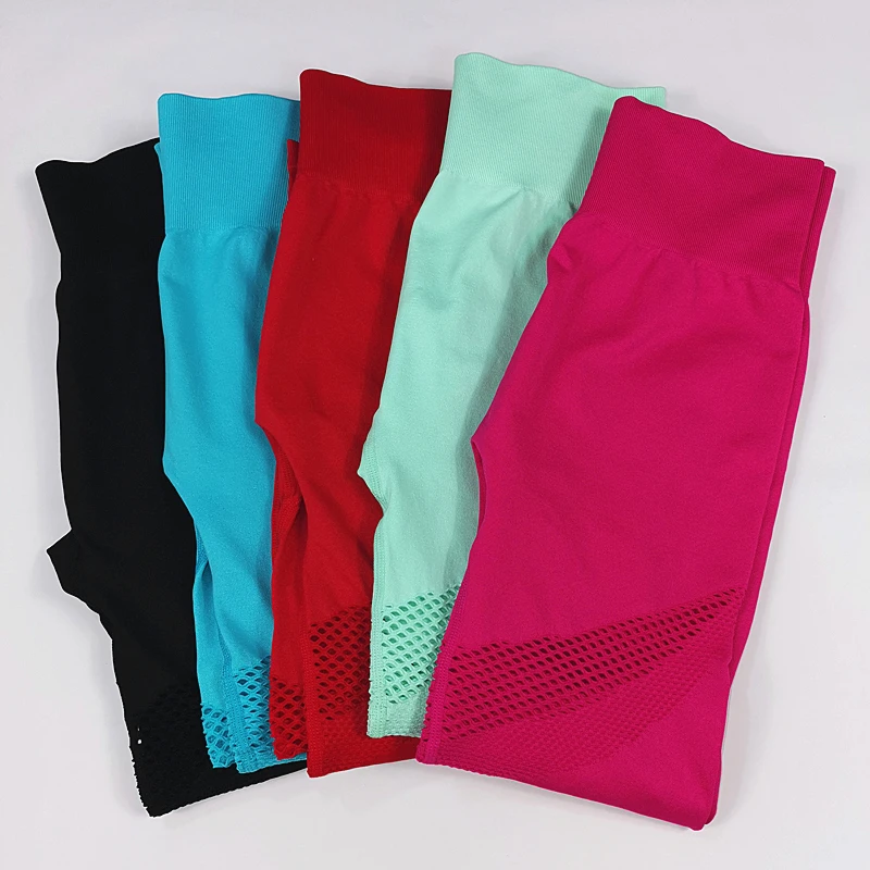 Женские Бесшовные Леггинсы для йоги розовые Эластичные Обтягивающие облегающие