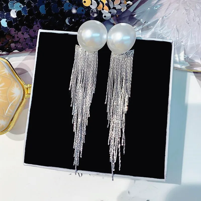 Женские длинные серьги кисточки с жемчугом в европейском и американском