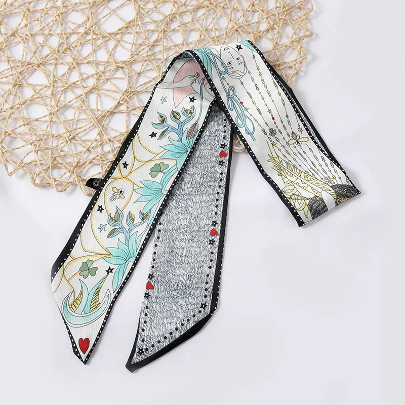 

Retro Silk Scarf 90*5cm Headband Hairbands Hair Hoop Accessories For Women Girl Lady Head Neck Satin Scarf Handker chief