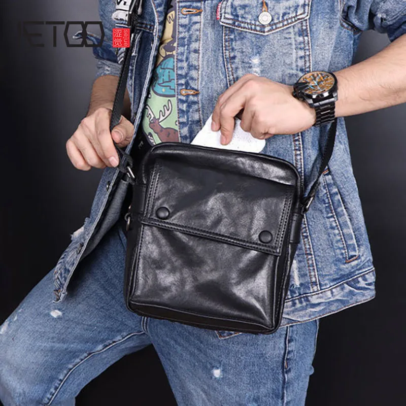 Сумка на плечо AETOO Мужская повседневная сумка-мессенджер ручной работы из