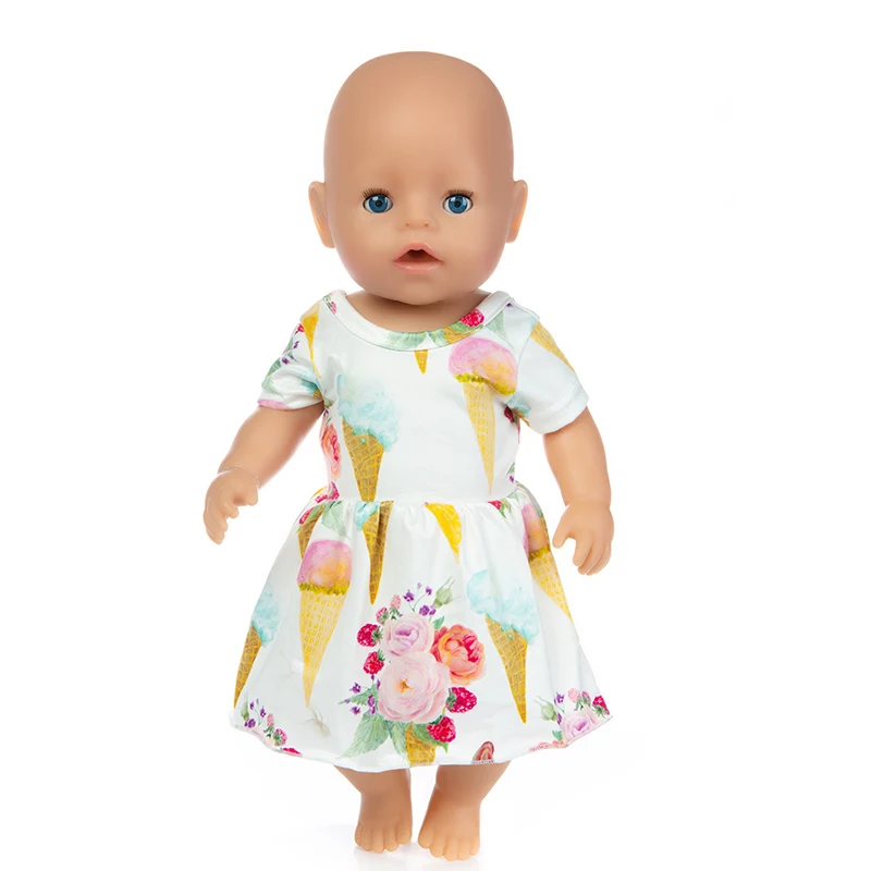 Born New Baby Fit 18 дюймов 40 см-43 см Одежда для куклы кукла мороженое зеленый розовый плечо бабочка платье аксессуары для детского подарка
