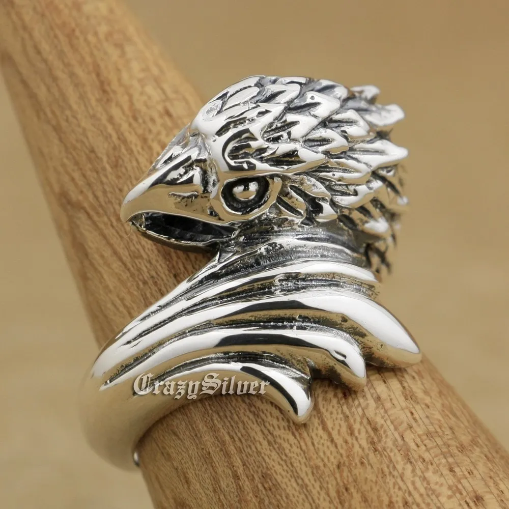 

Huge Eagle Mens 925 Sterling Silver Biker Rocker Punk Ring 9W007 US Size 8 to 14