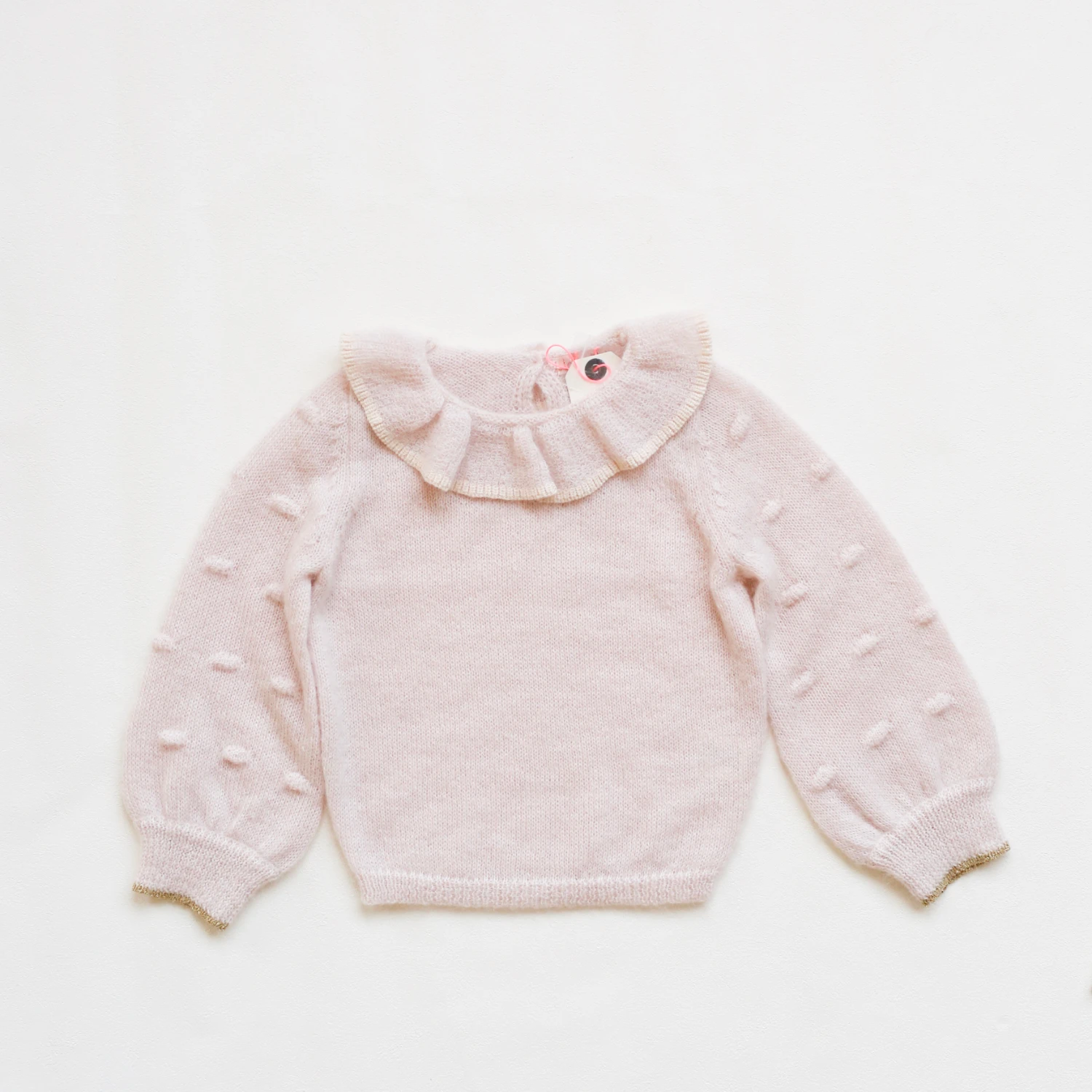 knit sweater Lou& M/Детские свитера; коллекция года; Новинка; сезон осень-зима; милые вязаные свитера с вышитыми цветами для девочек; детский хлопковый пуловер - Цвет: knit sweater