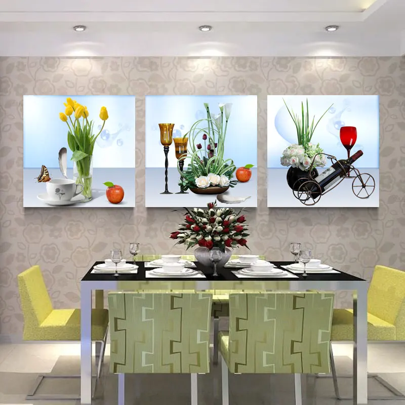 Nordic красное вино цветы Кофе чашки перо кухонный плакат печать холст Картина