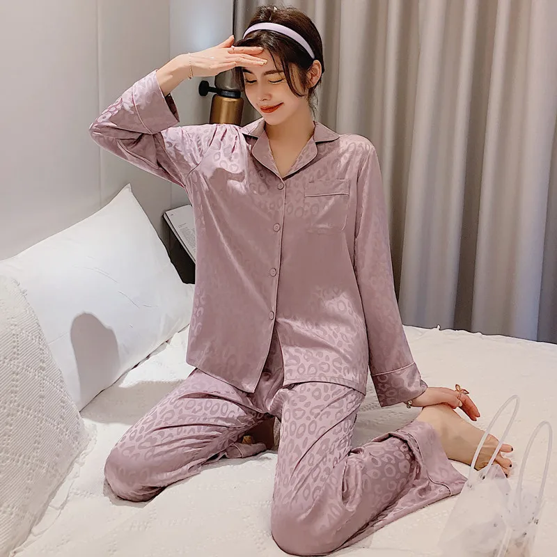 

Lovers Satin Sleepwear Women 2PCS Pajamas Suit Intimate Lingerie 2021 New Arrival Pyjamas Casual Sexy Nightwear Homewear