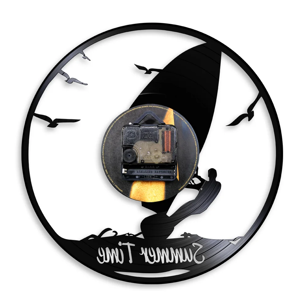 Часы летние настенные виниловые украшения для спортивной комнаты съемки