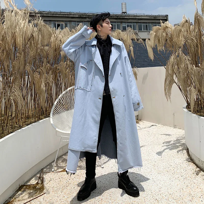 Новая Мужская винтажная уличная хип хоп панк длинная Стильная мужская джинсовая