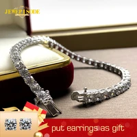 jewepisode charm bracelets women solid silver 925 jewelry round created moissanite diamond wedding party bracelet drop shipping