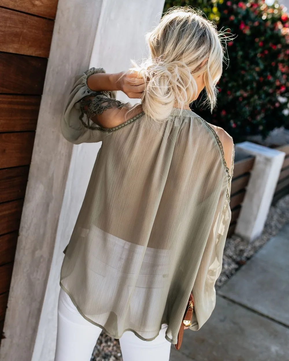 

summer ladies' solid color chiffon shirt size loose slim Joker lace pattern shirt traf za trf xxxx