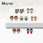 Акриловая эпоксидная смола 2021 с изображением жуткого фильма битлсока, серьги-гвоздики с эпоксидной смолой