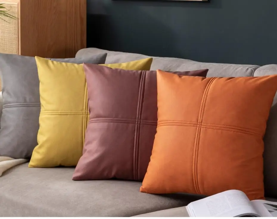 

Technology cloth pillow leather living room sofa modern cushion cover Nordic American orange lumbar pillow pillowcase