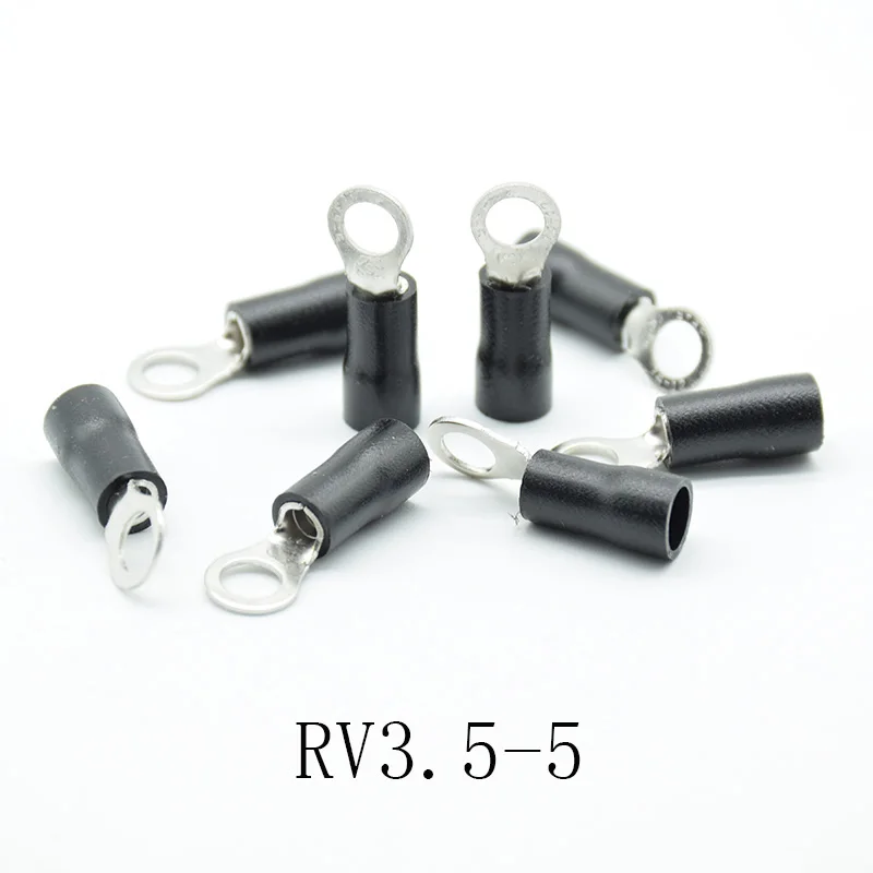50 шт. черное кольцо обжимной изоляции RV3.5-4 RV3.5-5 RV3.5-6 3,5-8 жильный кабель соединитель AWG