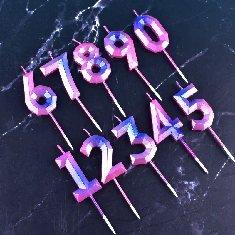 

New Colorful Wedding Birthday Number Cake Candles 0 1 2 3 4 5 6 7 8 9 Cake Topper Kids Girls Boys Baby Party Supplies Decoration