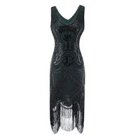 4xl 2021 new color vintage 1920s flapper great gatsby dress v neck cap sleeve sequin fringe party midi dress vestidos verano